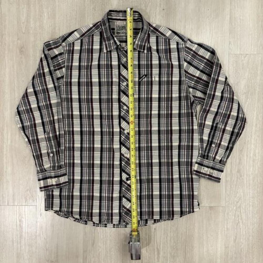 Vintage‎ Ecko Unltd Shirt Plaid Mens L Rhino Print Long Sleeve Button Grunge Y2K